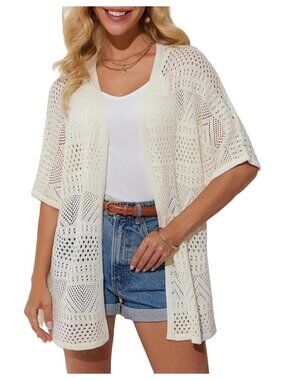 Crochet Batwing Sleeve Cardigan Sweater Summer Kimono Cover Up